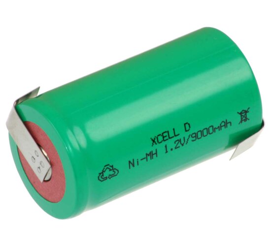 XCell Mono Akku Flattop Ni-MH 1,2V 9000 mAh D  Flattop mit Lötfahne Z