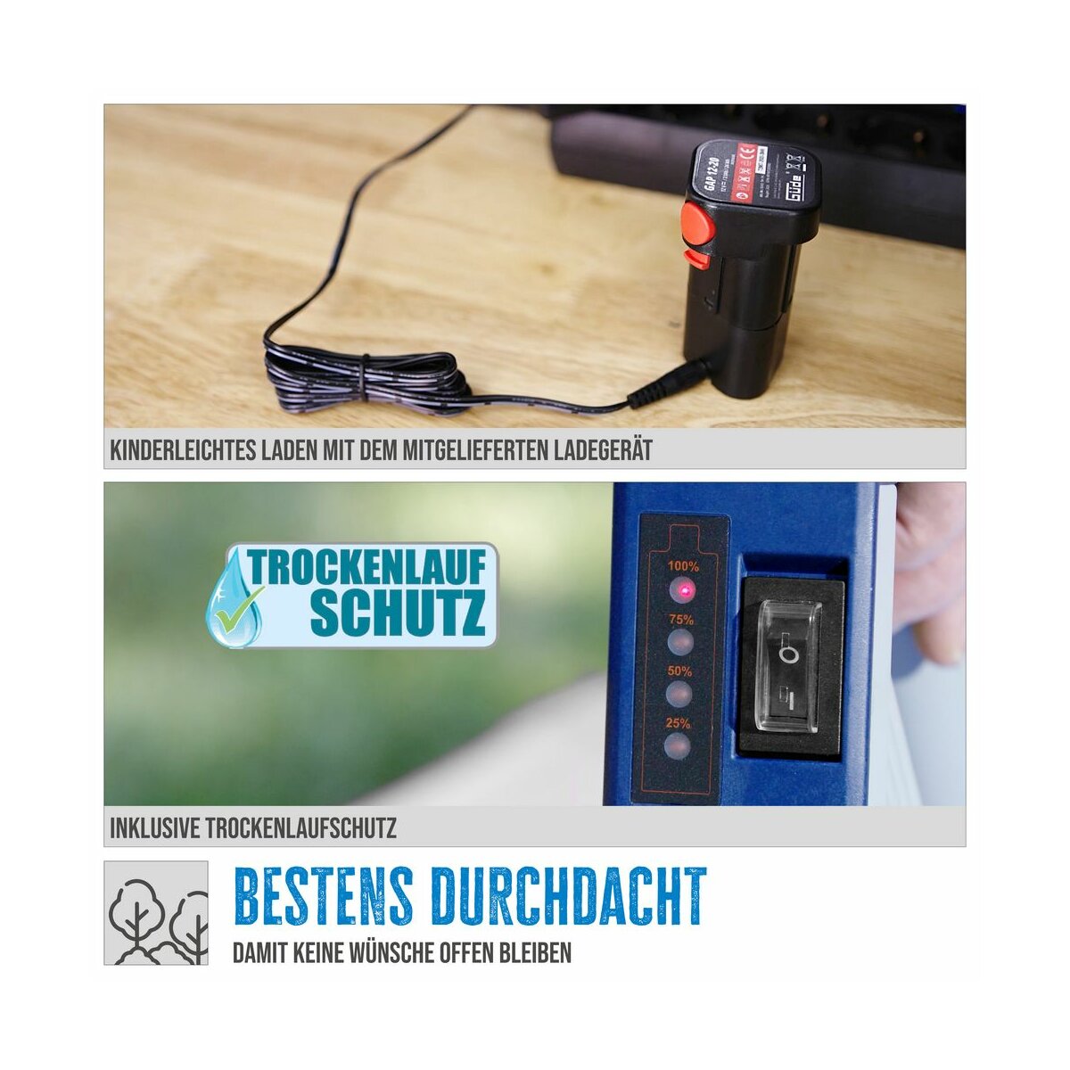 Güde RFP 12-201-04 Akku-Regenfasspumpe inkl. Akku 2.0Ah ab € 55,19