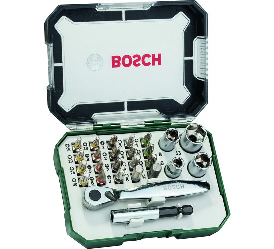 Bosch Schrauberbit- und Ratschen-Set 26tlg - 2607017322 Steckschlüssel Bithalter