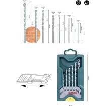 Bosch Mini-X-Line Steinbohrer-Set, 7-teilig 2607019581 Betonbohrer Ø 3 - 8 mm