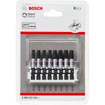 Bosch Professional 8tlg. Schrauber Bit Set Hex (Impact Control, 8 x PZ2 Bits - Länge: 50mm, Pick and Click, Zubehör Schlagschrauber Bohrschrauber)