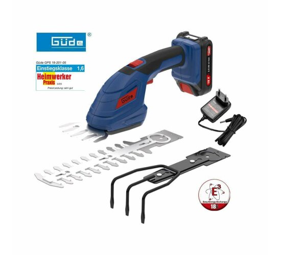 GÜDE Akku Gartenpflege-Set GPS 18-201-05 mit Akku + Ladegerät