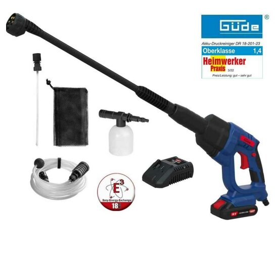 Güde Akku Druckreiniger DR 18-201-23 + Akku & Ladegerät 18V E³ Akkusystem