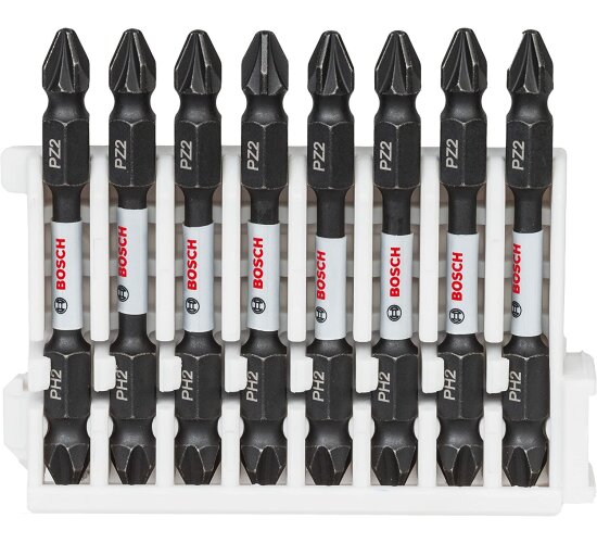 Bosch Professional 8tlg. Doppelschrauber Bit Set 8 x PH2-PZ2 - L 65mm (Impact Control, , Pick and Click,