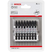 Bosch Professional 8tlg. Doppelschrauber Bit Set Torx (Impact Control, 8 x T15-T30 Bits - Länge: 65mm, Pick and Click, Zubehör Schlagschrauber Bohrschrauber)