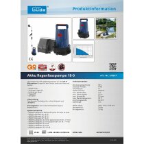 GÜDE Akku Regenfasspumpe RFP 18V mit 2.0 Ah Akku und Schnell-Ladegerät 3A