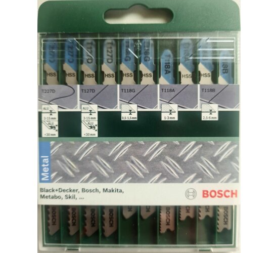 Bosch  10tlg. Stichsägeblatt-Set Metall Stichsäge T-Schaftaufnahme