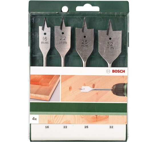 Bosch 4tlg. Flachfräsbohrer-Set mit 1/4 Zoll-Sechskantschaft