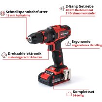 Einhell Akku-Schlagbohrschrauber-Set TE-CD 18/40 Li-i +64tlg. 2 Akkus 18V