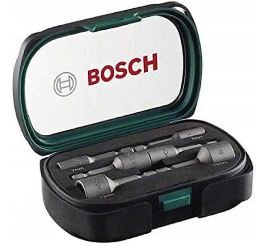 Bosch 6tlg.Steckschlüssel Set (1/4 Zoll Sechskantschaft, Ø 6-13 mm, Zubehör Bohrschrauber)
