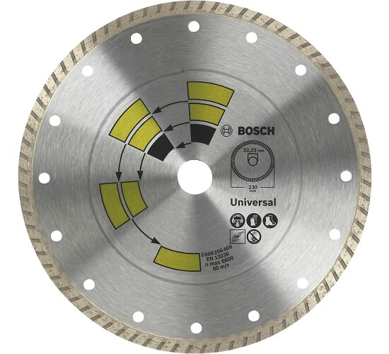 Bosch 2609256408 Diamanttrennscheibe Universal Turbo Top Allzweck, 125 mm, 22.23