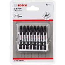 Bosch Professional 8tlg. Doppelschrauber Bit Set Pozidriv (Impact Control, 8 x PZ2-PZ2 Bits - Länge: 65mm, Pick and Click, Zubehör Schlagschrauber Bohrschrauber)