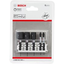 Bosch Professional 5tlg. Schrauberbit und Steckschlüssel Set (Impact Control, PZ/PH Bits - Länge: 50mm, Pick and Click, Zubehör Schlagschrauber Bohrschrauber)