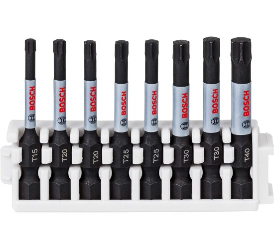 Bosch Professional 8tlg. Schrauber Bit Set Torx (Impact Control, T Bits - Länge: 50mm, Pick and Click, Zubehör Schlagschrauber Bohrschrauber)