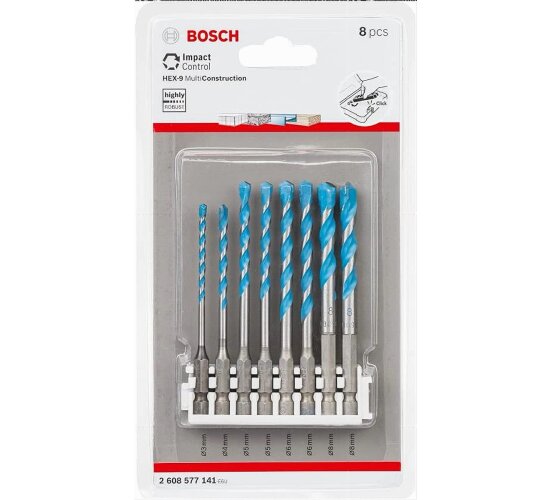 Bosch Mehrzweckbohrer-Set Hex-9 Multi Construction, 8-teilig, 3 - 8 mm 260857714