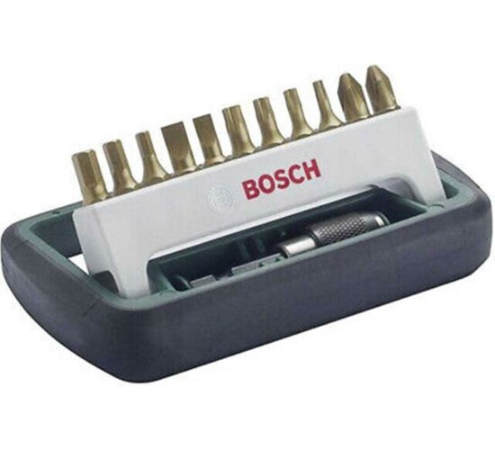 Bosch 12tlg. Schrauberbit-Set Titanium, gemischt (S, PH, PZ, T, HEX)