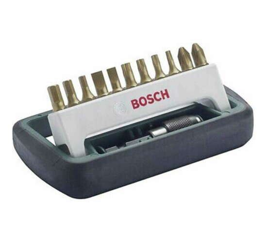 Bosch 12tlg. Schrauberbit-Set Titanium, gemischt (S, PH, PZ, T, HEX)