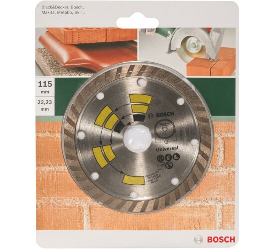 Bosch 2609256407 DIY Diamanttrennscheibe Universal Turbo Top Allzweck, 115 mm, 22.23