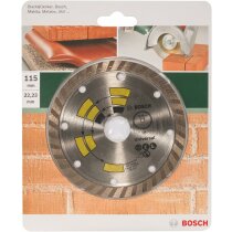 Bosch 2609256407 DIY Diamanttrennscheibe Universal Turbo Top Allzweck, 115 mm, 22.23