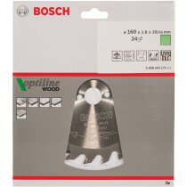Bosch Professional Kreissägeblatt Optiline Wood (für Holz, 160 x 20 x 1,8 mm, 24 Zähne, Zubehör Kreissäge)
