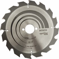 Bosch Professional 1x Kreissägeblatt Optiline für Holz, Ø 190 x 30 x 2,0 mm, 16 Zähne, Zubehör Kreissäge)