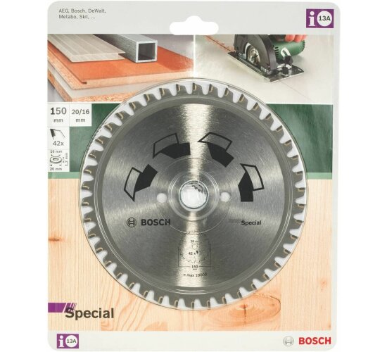 Bosch Special Kreissägeblatt Säge 150 x 20/16mm 42Z 2609256886 Sägeblatt Holz