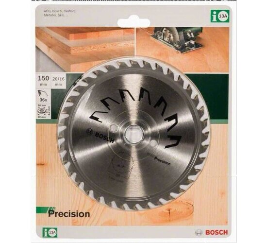 BOSCH Kreissägeblatt 150 x 2 x 20/16mm Z36 2609256853 Precision