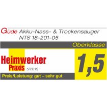 Güde Akku Nass-Trockensauger NTS 18-201-05 (18 V, Easy-Energy-Exchange, 20 l Edelstahlbehälter, Ausblasfunktion, 2 m Schlauch, inkl. Diverse Filter + Fugen-/Bodendüse, mit 2,0 Ah Akku & Ladegerät)