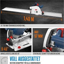 Güde Tauchkreissäge 1400W Handkreissäge Kreissäge Tauchsäge inkl Führungschienen