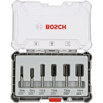 Bosch Professional 6tlg. Nutfräser Set (für Holz, Zubehör Oberfräsen mit 8 mm Schaft)