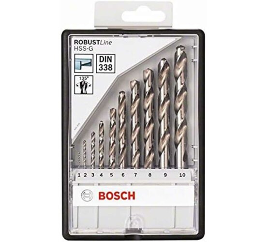 Bosch Metallbohrer-Set Robust Line HSS-G, DIN 135, 135°, 10-teilig, 1 - 10 mm