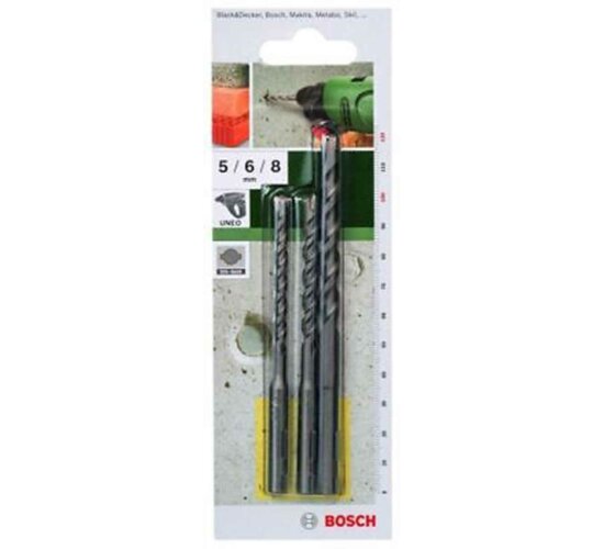 Bosch Uneo Bohrer-Set für Beton 3-teilig, SDS-Quick, Ø 5 | 6 | 8 mm, Betonbohrer