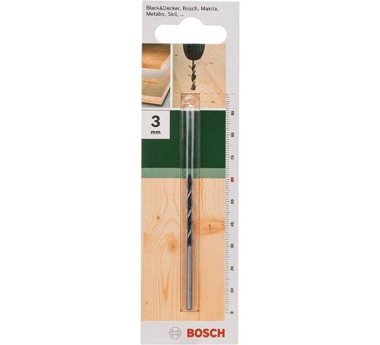 Bosch 1x Holzspiralbohrer für Weichholz, Hartholz, Ø 3 mm, Zubehör Bohrmaschine