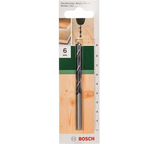 Bosch 1x Holzspiralbohrer für Weichholz, Hartholz, Ø 6 mm, Zubehör Bohrmaschine