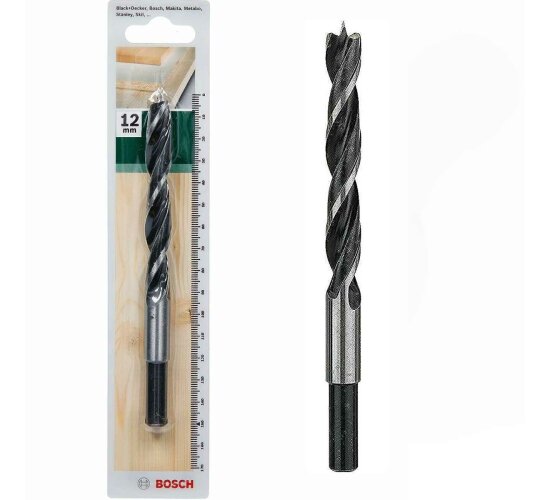 Bosch 1x Holzspiralbohrer für Weichholz, Hartholz, Ø 12 mm,