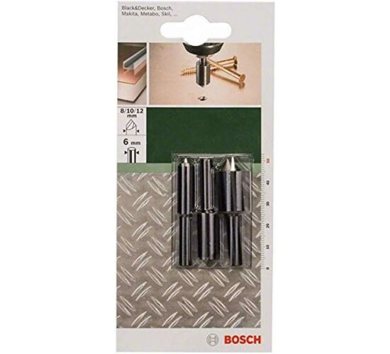Bosch Senker Kegelsenker-Set HSS 1-Schneide 8/10/12mm Holz Metall 2609255124