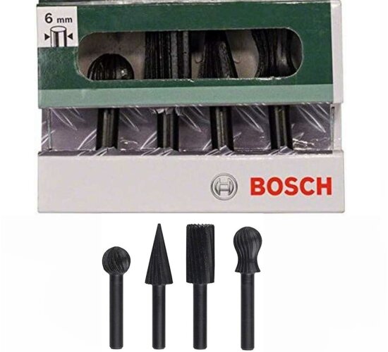 Bosch Fräserfeilensatz 4 Stück, Ø 13 x 6 mm 2609255303 Holz, Eisen Bohrmaschinen