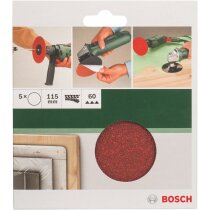 Bosch Schleifblätter  5 Stück, Ø 115 mm, Körnung 60 Winkelschleifer Bohrmaschine
