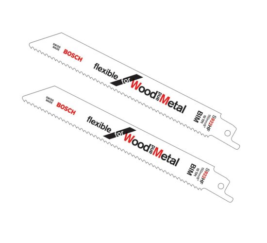Bosch Professional 2 Stück Säbelsägeblatt S922HF BiM Flexible for Wood and Metal