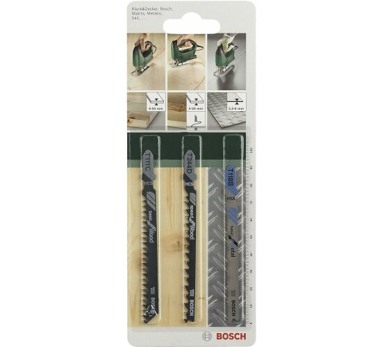 Bosch Stichsägeblattset 3-teilig 1xT111C 1xT244D 1xT118B - 2609256741