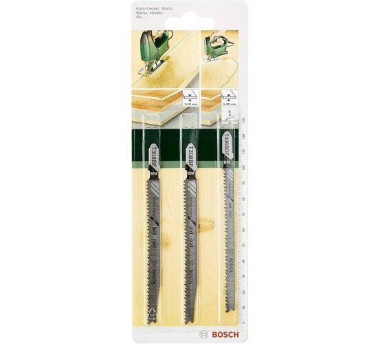 Bosch 3 tlg. Stichsägeblatt-Set Extra Clean for Hard Wood