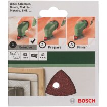 Bosch Schleifblatt 5 Stück, 93 mm, Körnung 40  (für Deltaschleifer verschiedene Materialien,