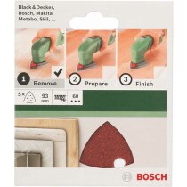 Bosch Schleifblatt 5 Stück, 93 mm, Körnung 60...