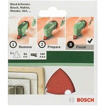 Bosch Schleifblatt 5 Stück, 93 mm, Körnung 180 (für Deltaschleifer verschiedene Materialien,