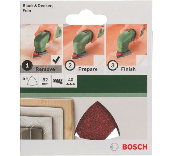 Bosch Schleifblatt 5 Stück, 82 mm, Körnung 40  für Deltaschleifer verschiedene Materialien,