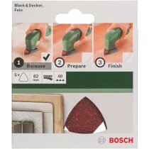 Bosch Schleifblatt 5 Stück, 82 mm, Körnung 40  für Deltaschleifer verschiedene Materialien,