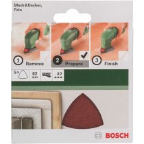 Bosch Schleifblatt 5 Stück, 82 mm, Körnung 80  für Deltaschleifer verschiedene Materialien,
