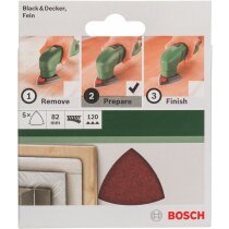 Bosch Schleifblatt 5 Stück, 82 mm, Körnung 120  für Deltaschleifer verschiedene Materialien,