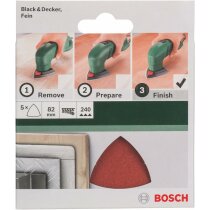 Bosch Schleifblatt 5 Stück, 82 mm, Körnung 240  für Deltaschleifer verschiedene Materialien,