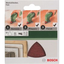 Bosch Schleifblatt 6 Stück, 82 mm, Körnung 60/120/240  für Deltaschleifer verschiedene Materialien,